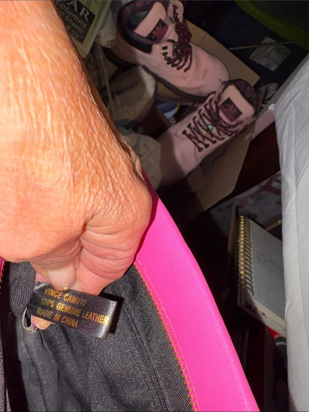 Vince Camuto Hot Pink Saffiano Satchel with Gold Hardware. Authenticity verified